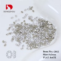 DZ 2012 3*2mm oval shape glass flatback stone for nail art (1440pcs/pack)