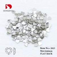 DZ 2015 6*6mm heart shape glass flatback stone for nail art (720pcs/pack)